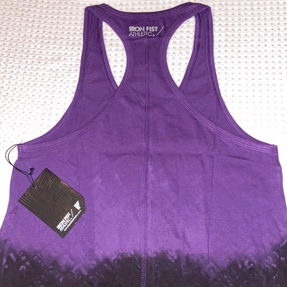 NEW! IRON FIST ATHLETIC Graphic Print Tank Top SMALL Purple Black Racerback - Picture 7 of 9